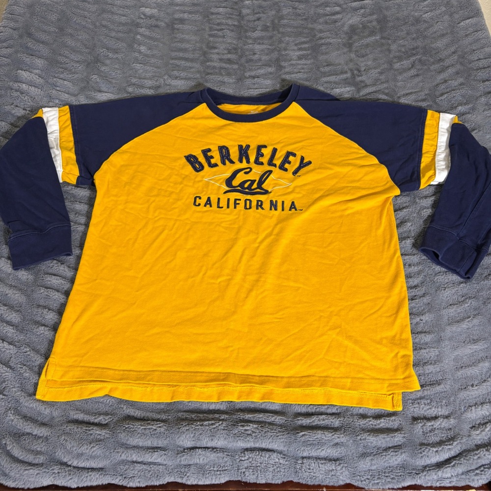 Knights Apparel UC Berkeley Cal Long Sleeve Raglan Shirt Mens XL Yellow Navy